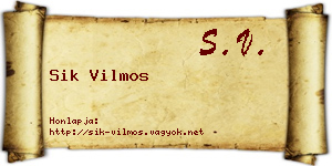 Sik Vilmos névjegykártya